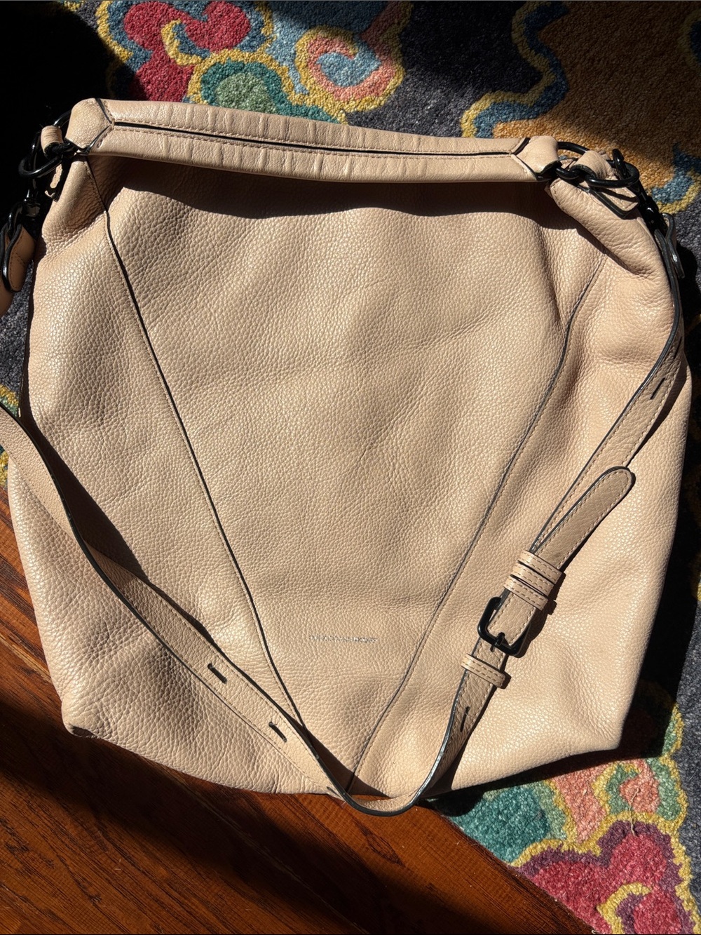 Rebecca Minkoff Convertible Pebbled Shoulder Bag in Light Beige